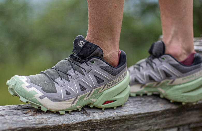 Close up of Salomon Speedcross 6 trail running shoes