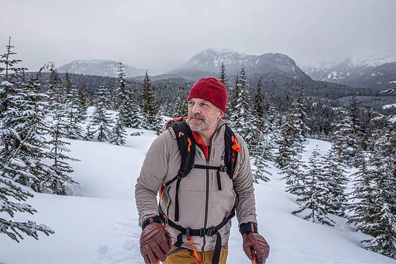 Patagonia R1 TechFace Hoody (in snowy backcountry)