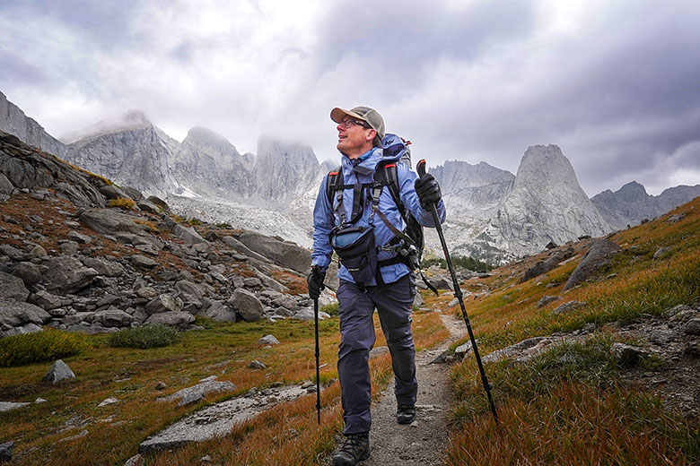 Hiking in moody weather in the Wind River Range, Wyoming