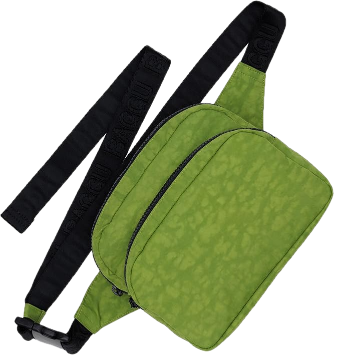 A green fanny pack is displayed.
