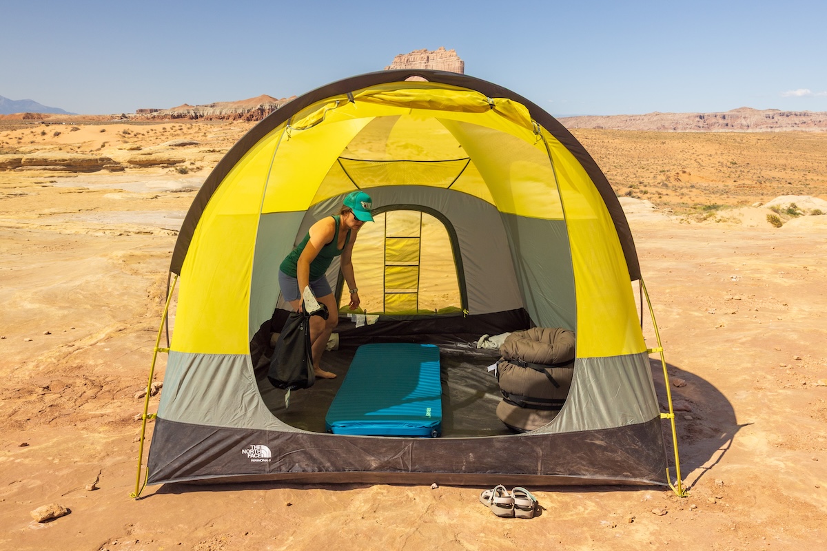 Therm-a-Rest MondoKing set up in a tent in the desert