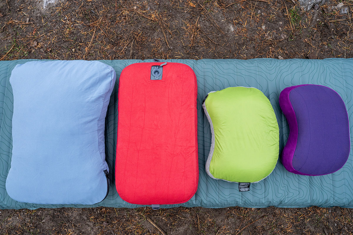 Camping and backpacking pillows (size comparison)