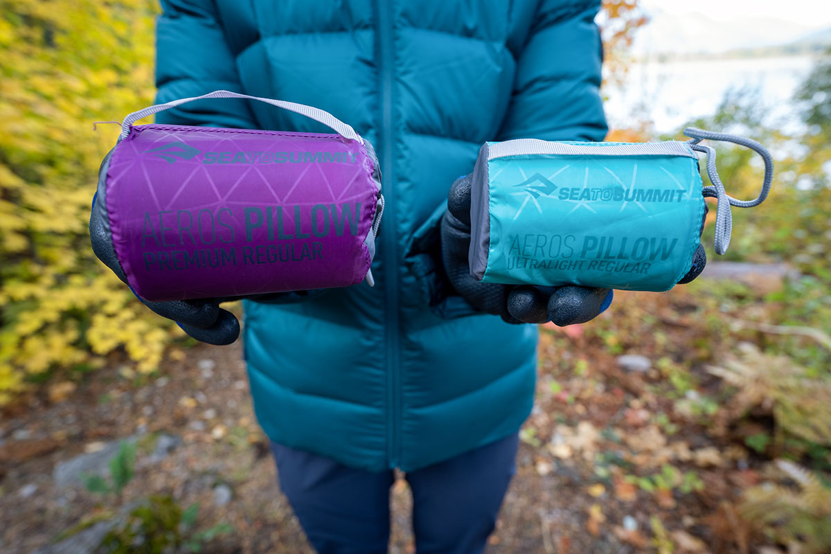 Camping pillows (Sea to Summit Aeros pillows side by side)