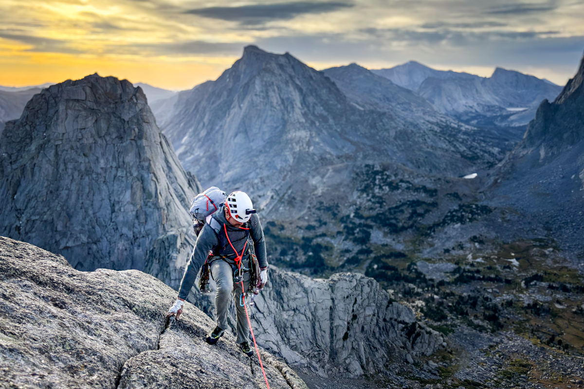 Climbing in The Winds with a Petzl helmet