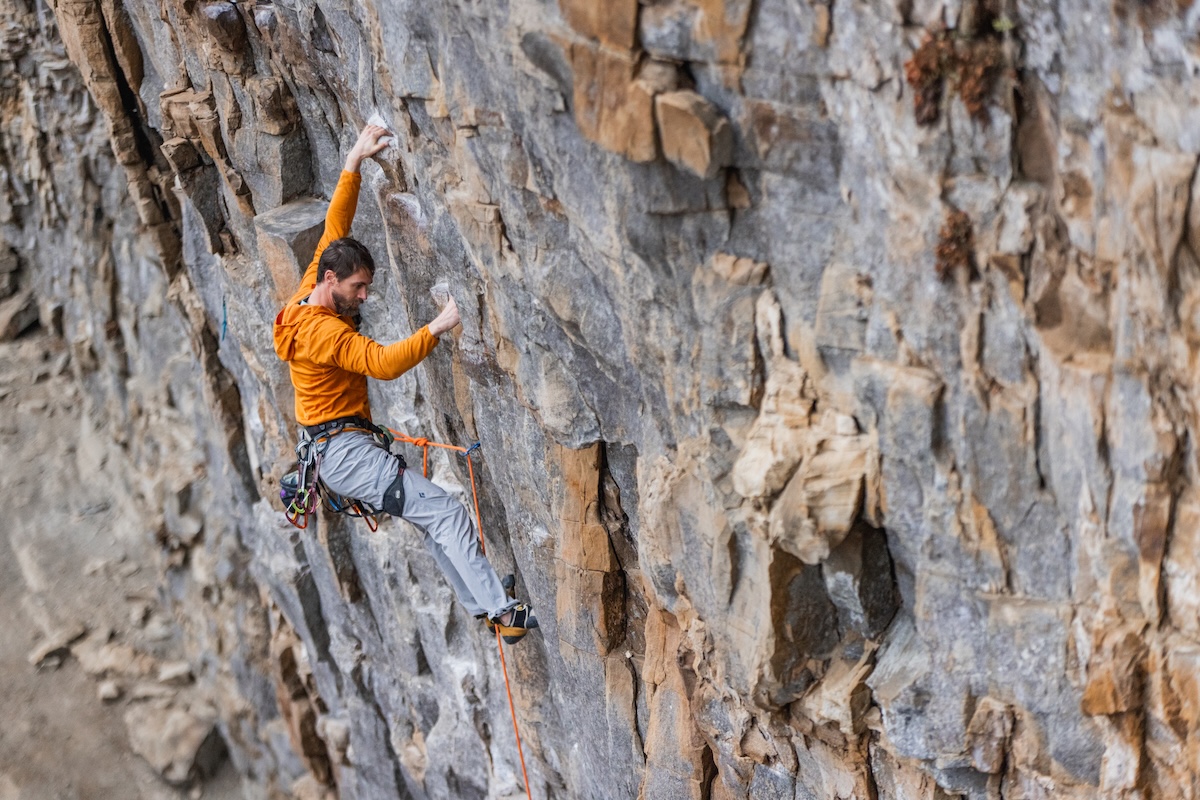 Steep sandstone climbing at Denny Cove