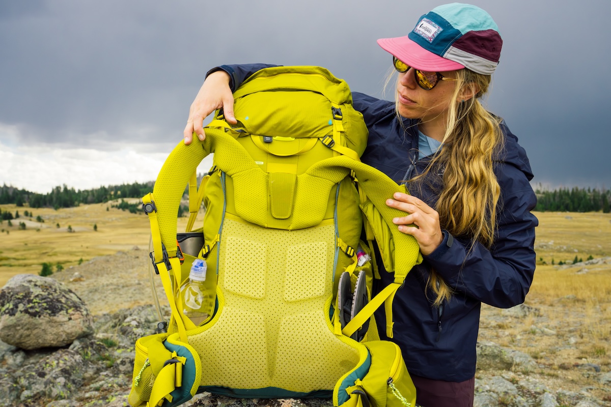 A closeup photo of back padding on the REI Flash 55