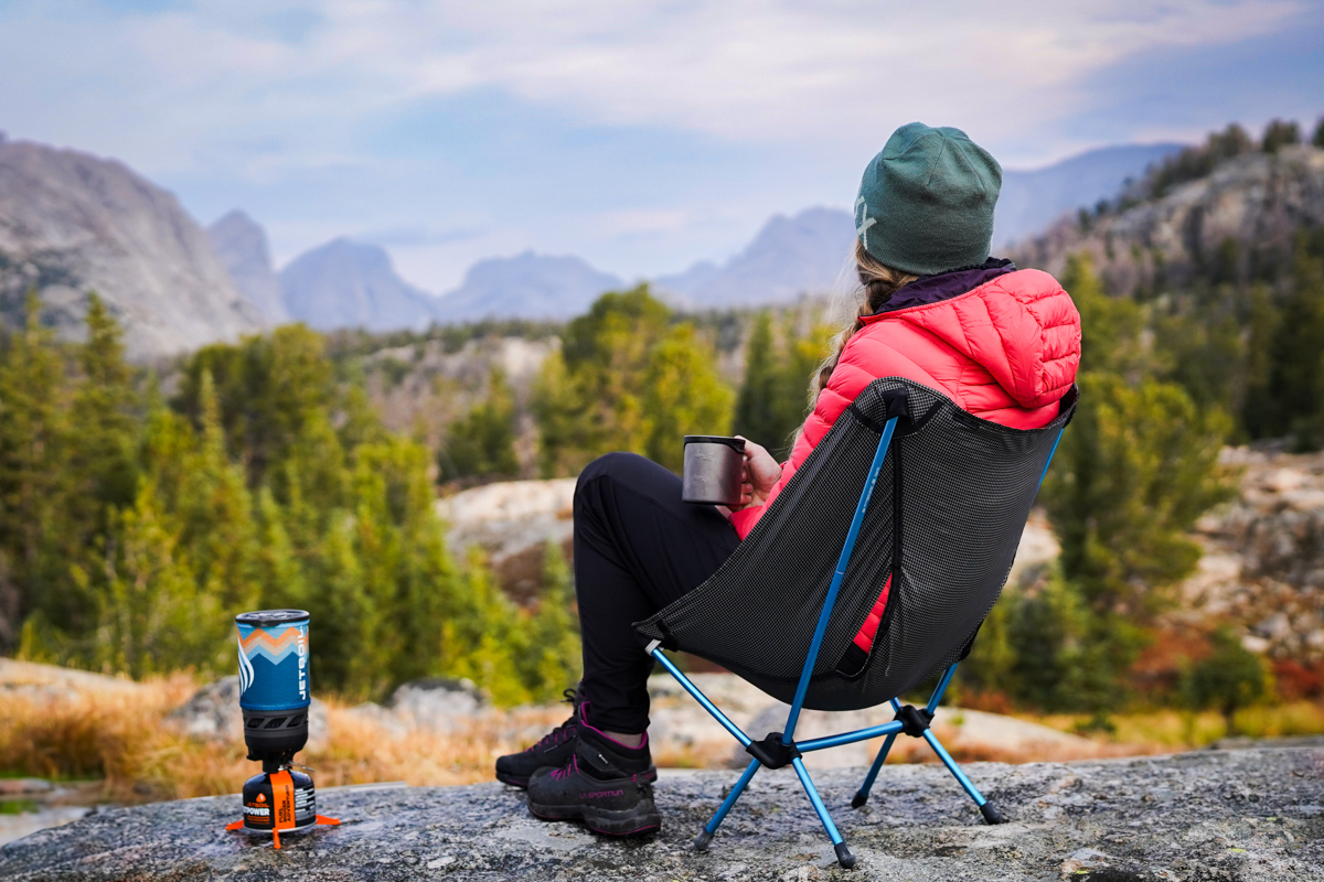 Backpacking stoves (enjoying view with Jetboil Flash)