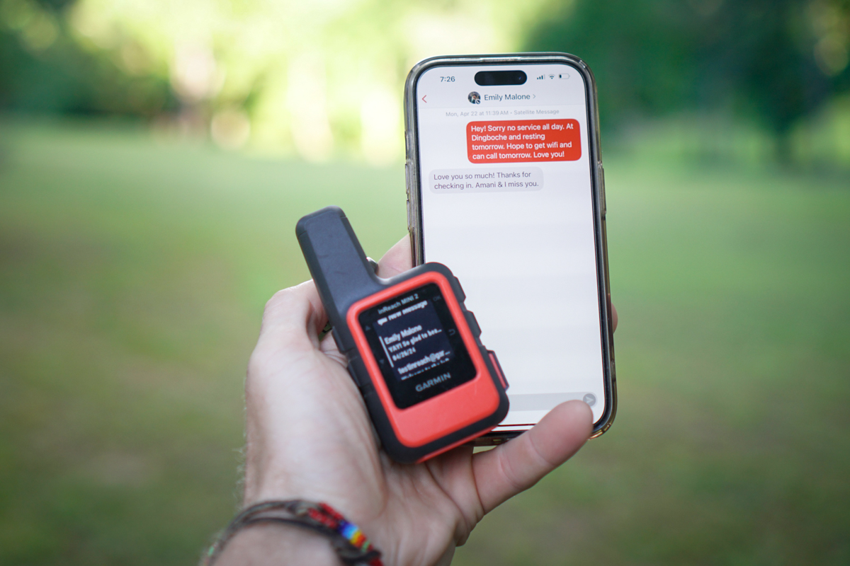 Sending a message via phone with the Garmin InReach Mini 2