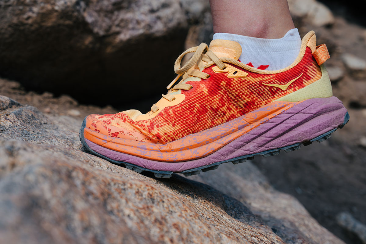 A closeup shot of the Hoka Speedgoat 6's midsole
