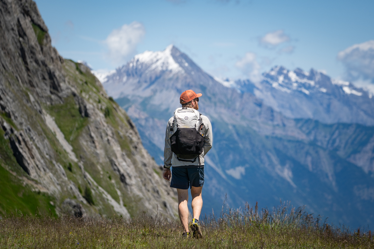 Hiking in shorts on the Haute Route