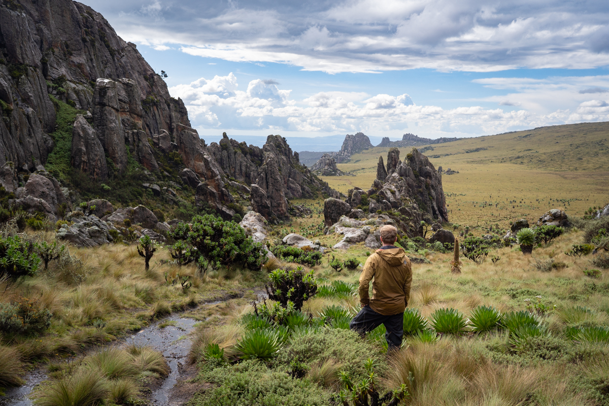 Testing rain pants in the Aberdare Range of Kenya