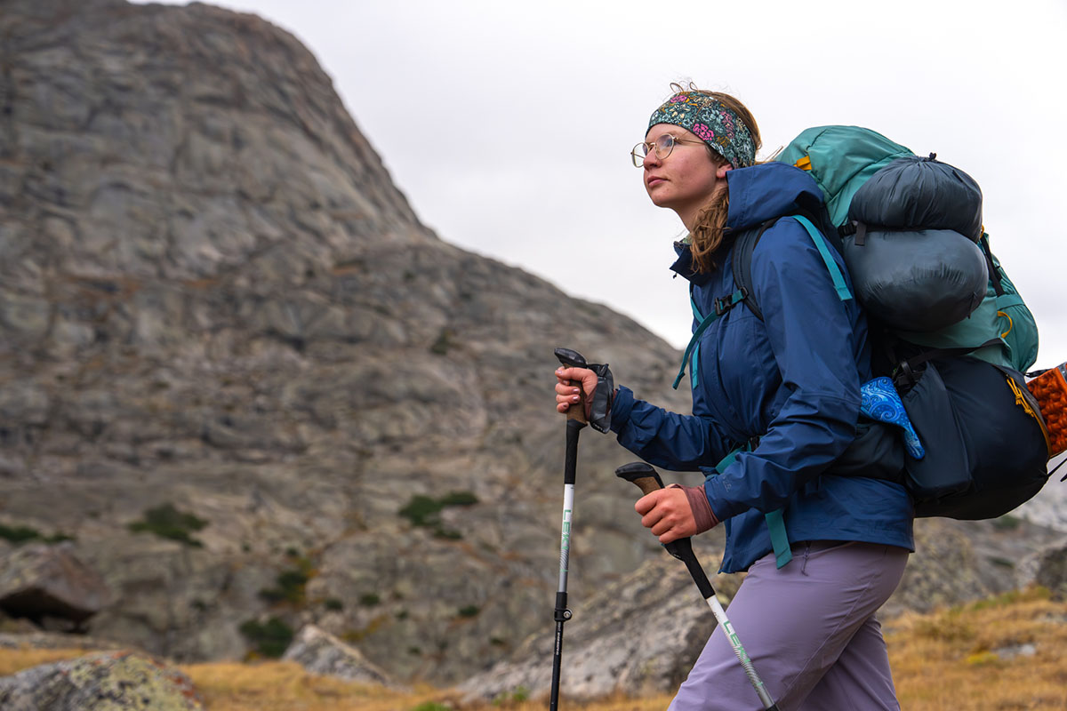 Trekking poles (Leki Cressida Cork Lite in rain)