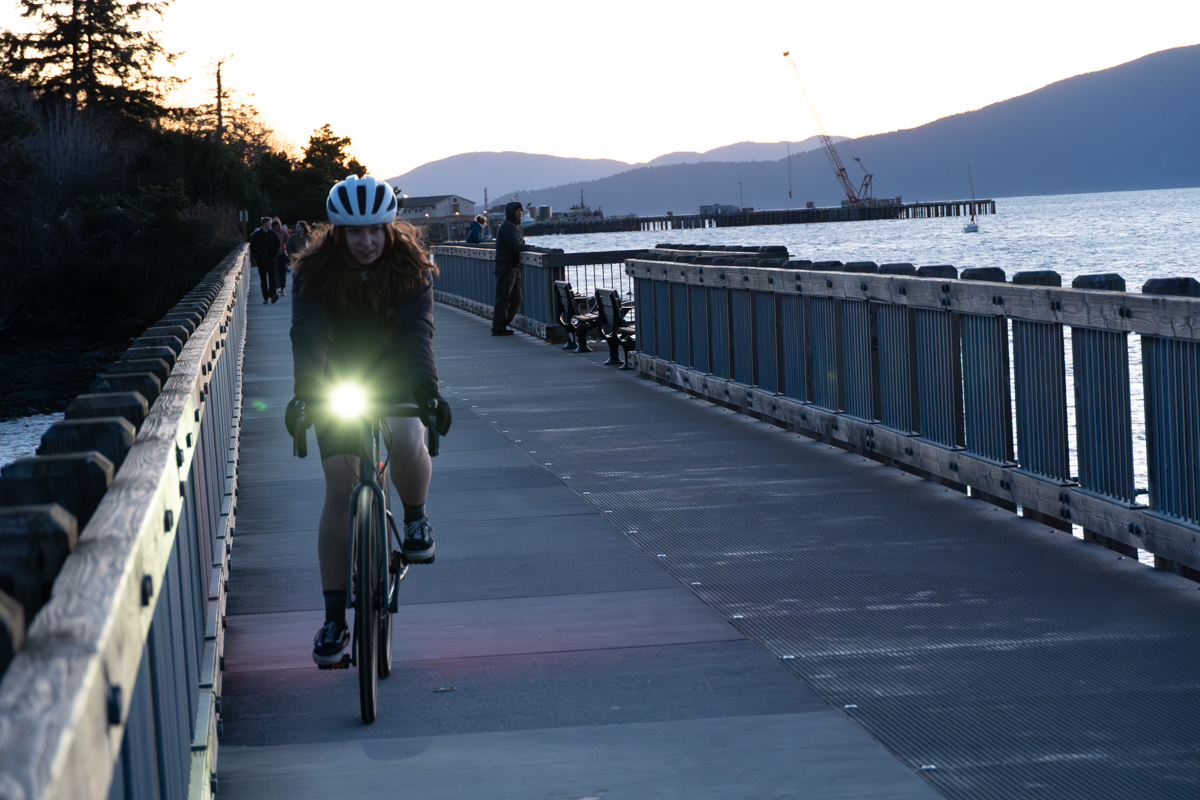 Bike lights (riding on bike path at night)