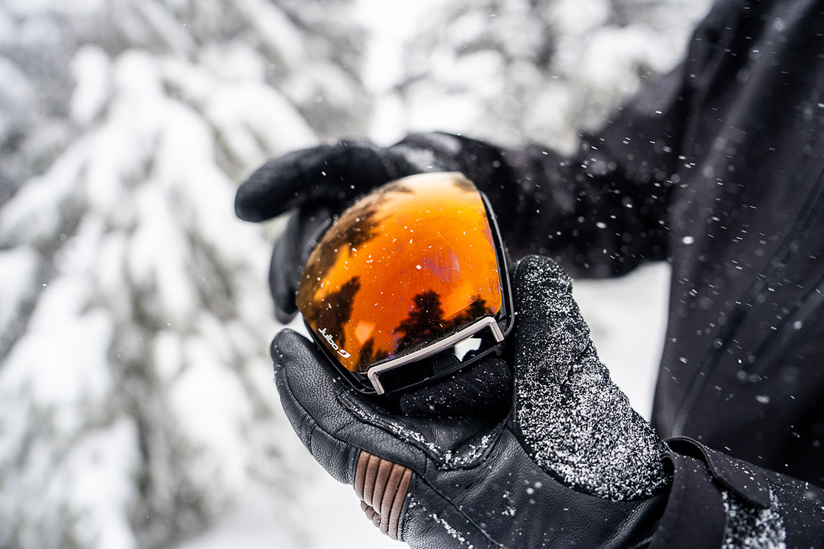 A closeup of lens on the Julbo Lightyear goggles