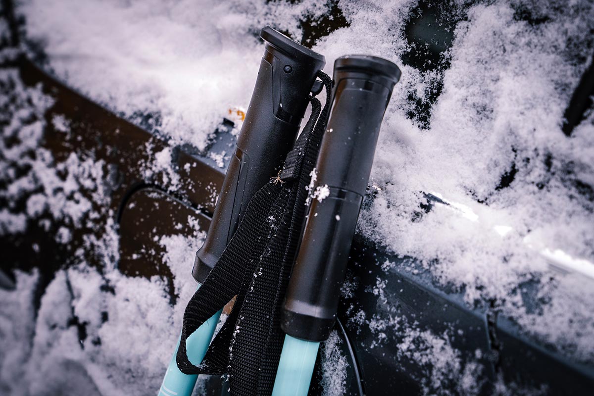 Close up of ski pole grips