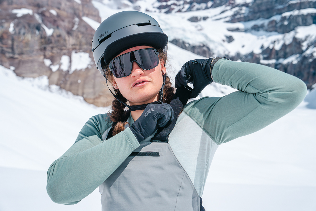 Sports sunglasses (Smith Wildcats on glacier)