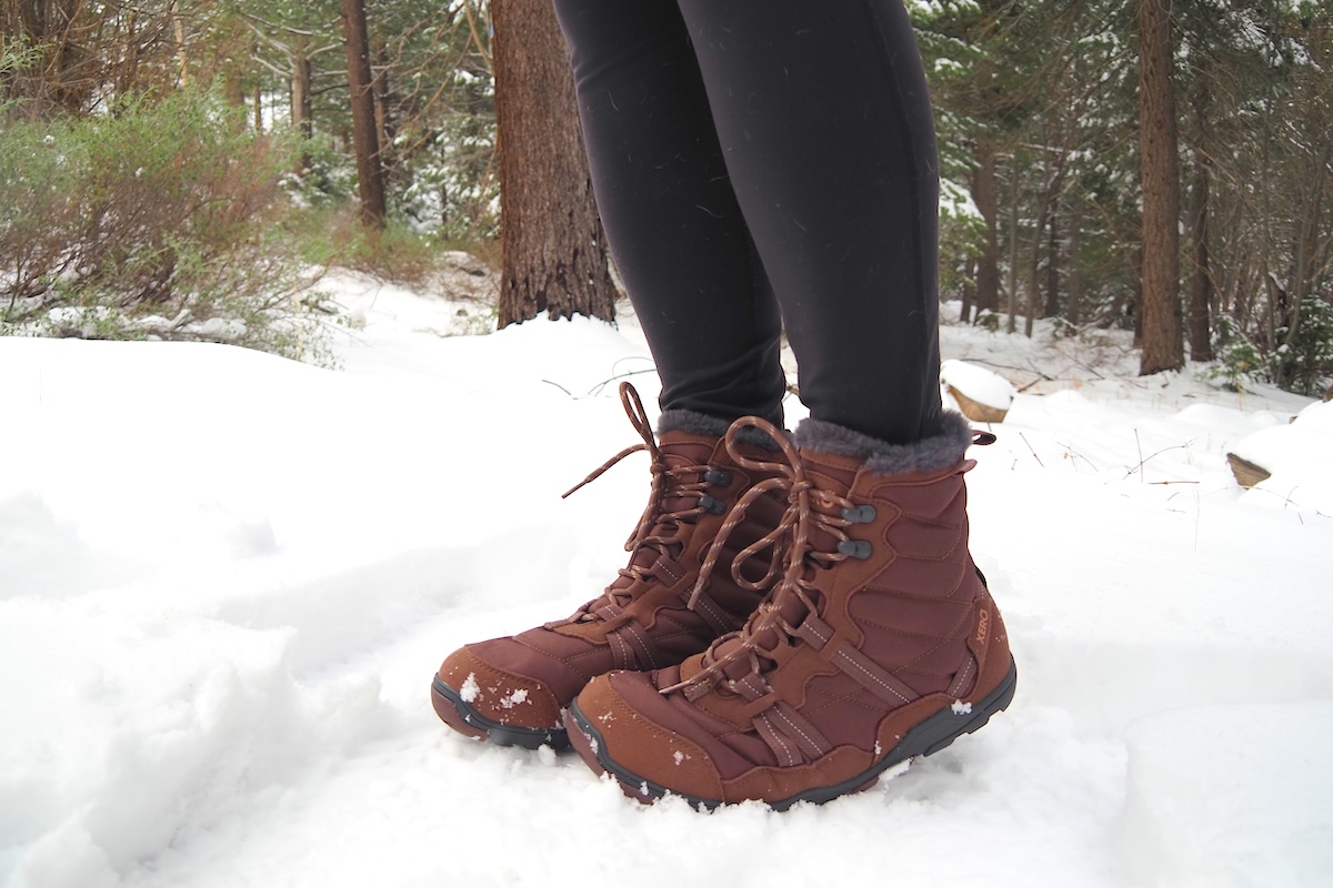Xero Alpine boots out int he snow