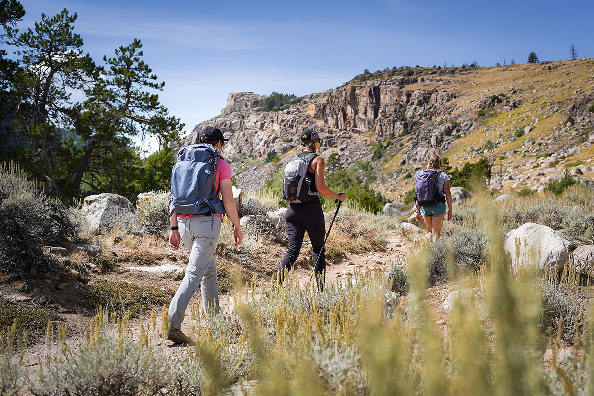 Women's daypacks (group shot while hiking)