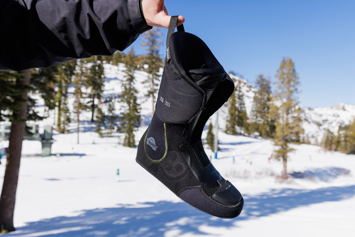 Holding up a women's ski boot liner