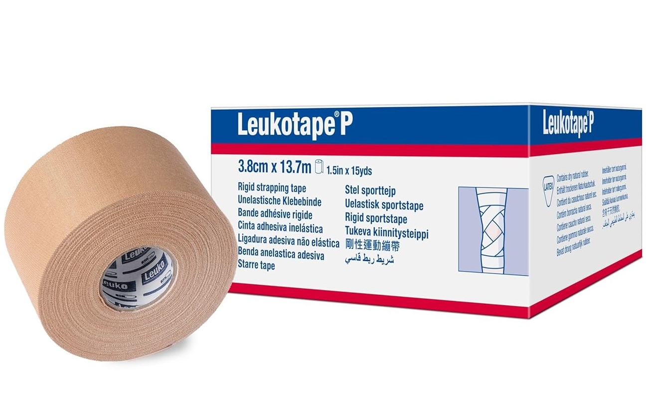 A box and roll of Leukotape