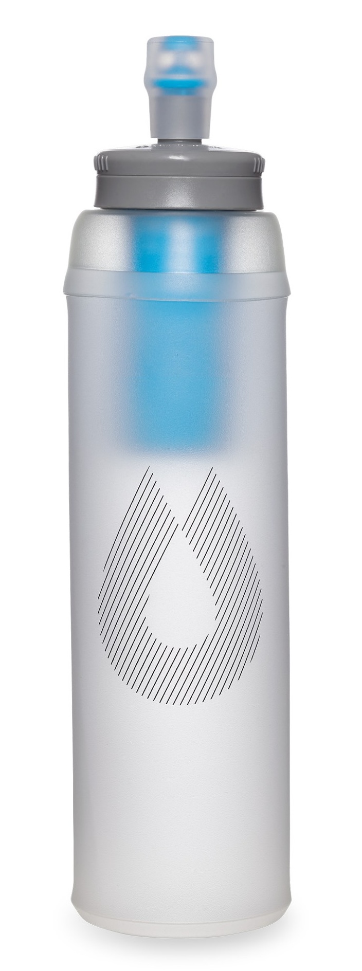 A stock image of a hydrapak bottle with a built in filter for runners