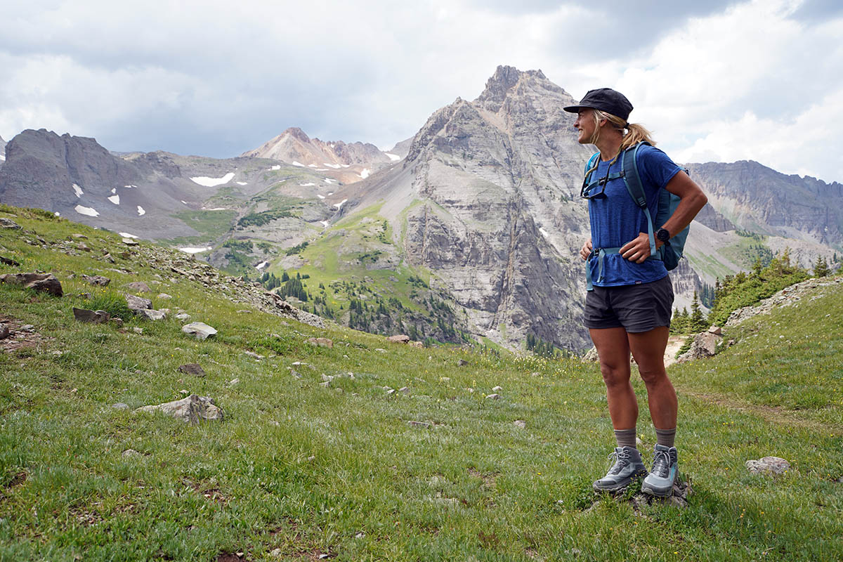 Altra Lone Peak ALL WTHR Mid hiking boot (standing on rock)