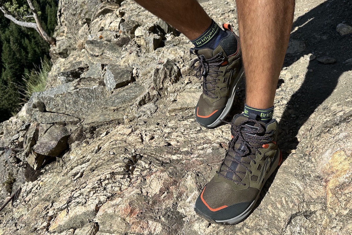 altra lone peak durability in hiking boots on rock