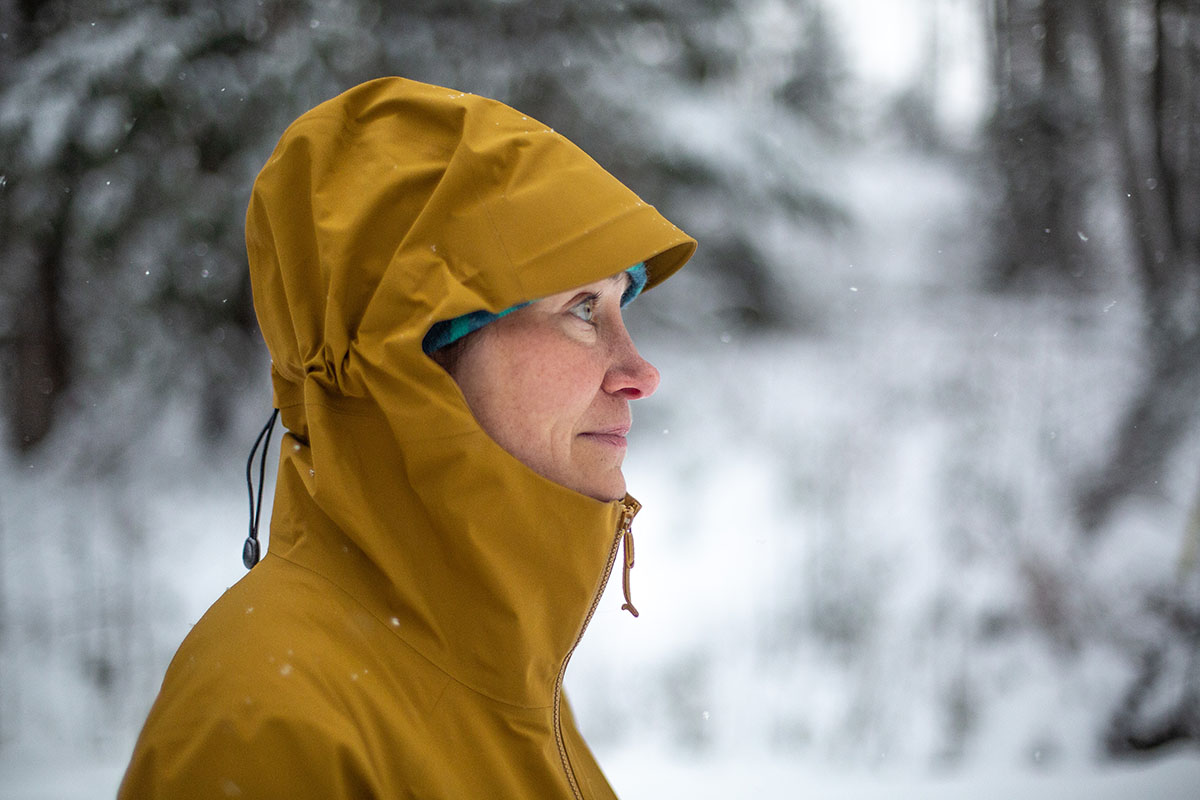 Arc'teryx Zeta AR Jacket (hood closeup with drawcord at back)