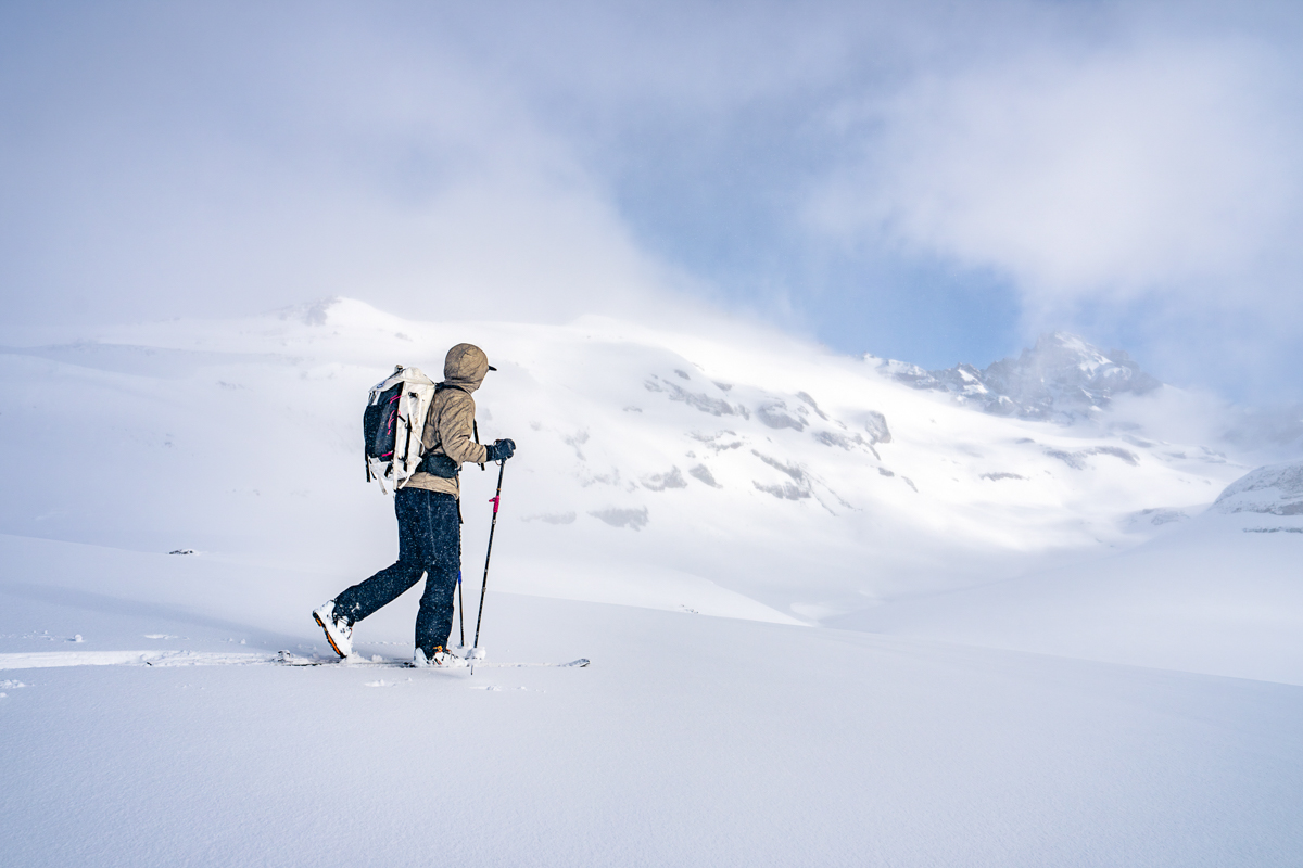 Black Diamond Helio Carbon 88 Skis (skinng through fresh snow)