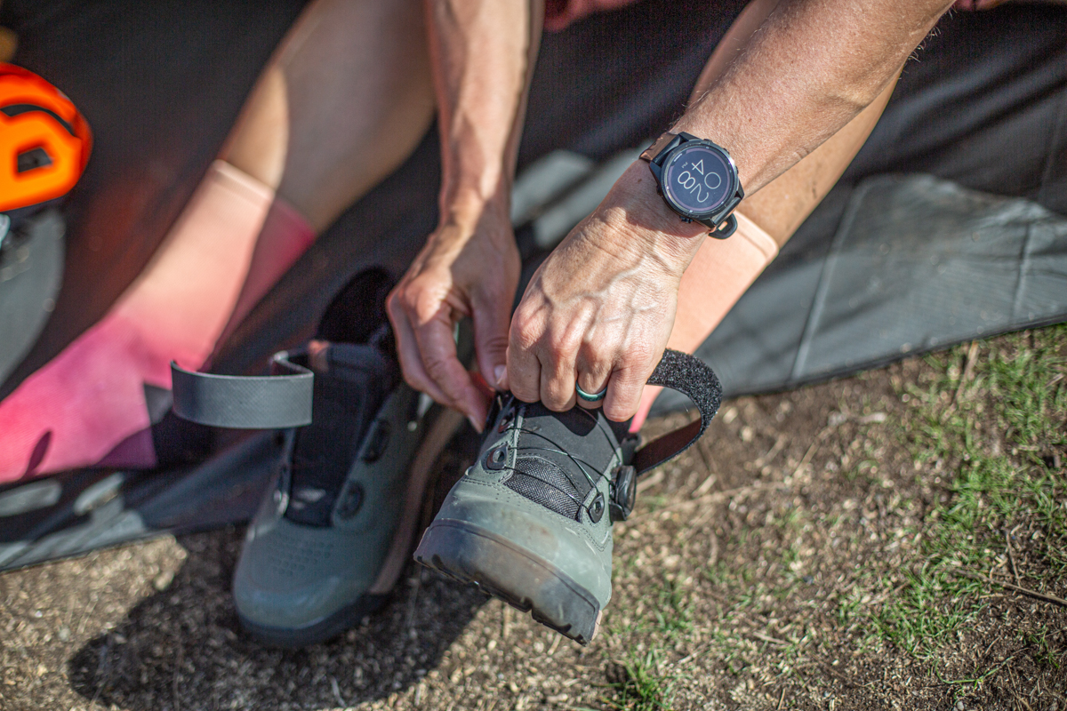 Garmin Fenix 7 Pro (putting shoes on)