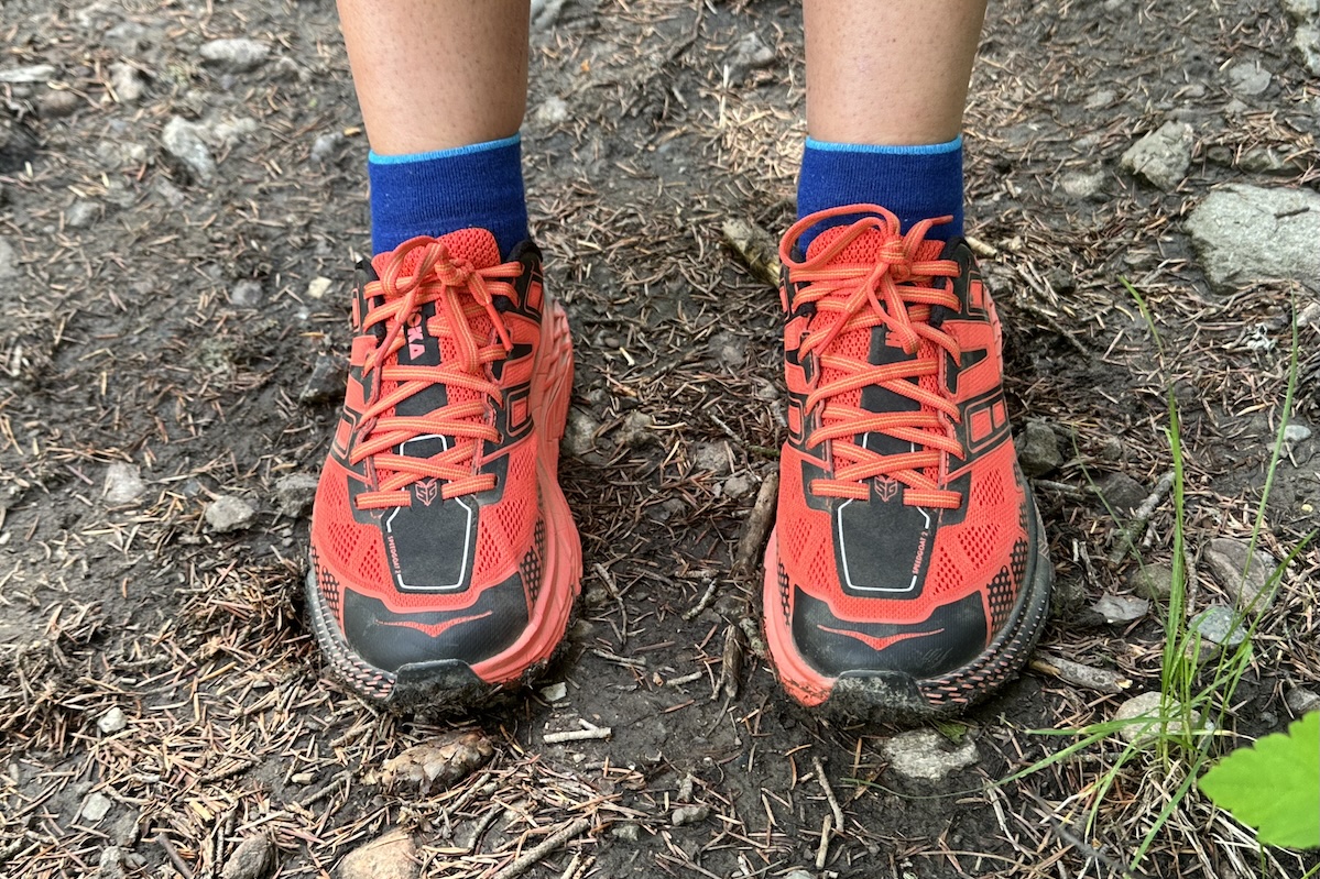 hoka speedgoat 2 shoes on the trail 