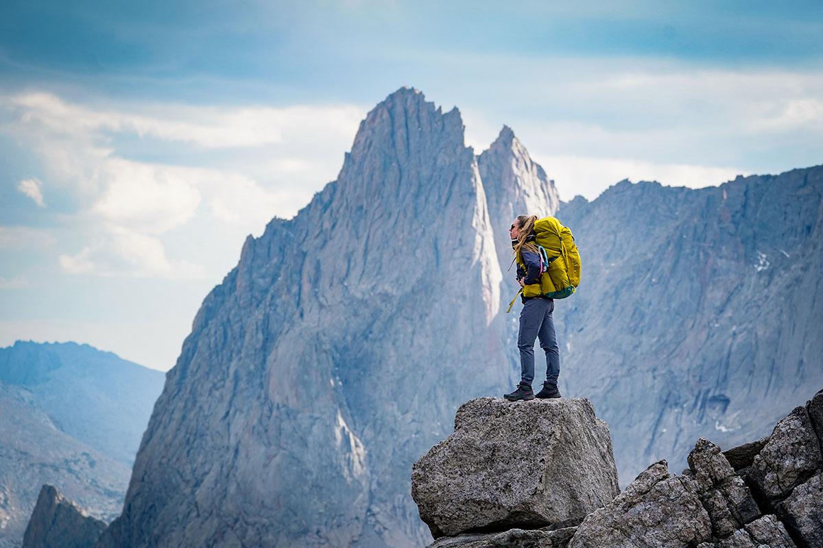 La Sportiva TX4 Evo Mid GTX boots (standing in front of mountain)