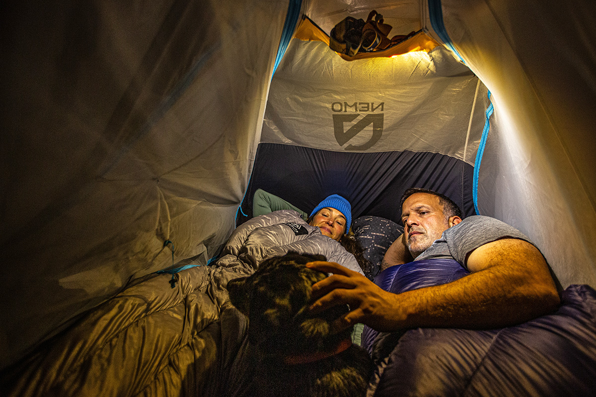 Nemo Hornet Elite Osmo 2P tent (inside with dog)