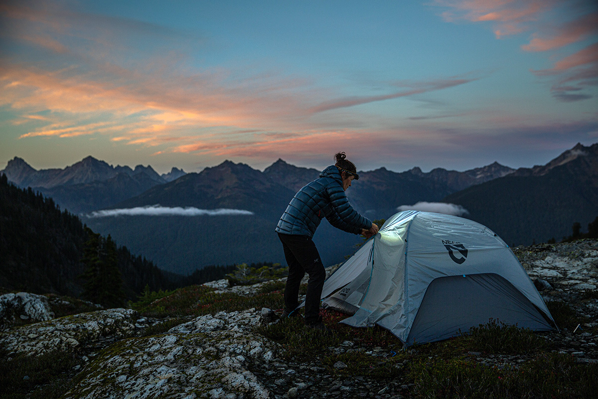 Nemo Hornet Elite Osmo 2P tent (set up in dark)