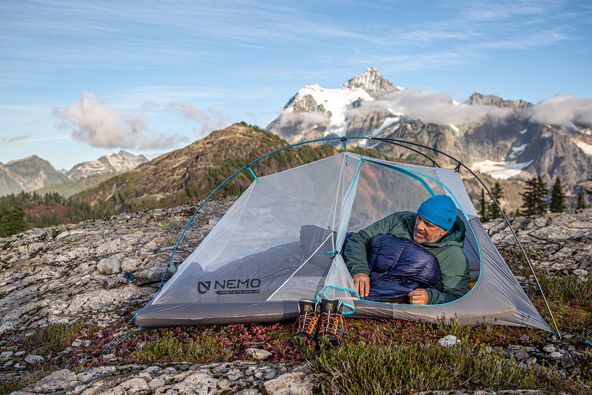 Nemo Hornet Elite Osmo 2P tent (sitting inside tent)