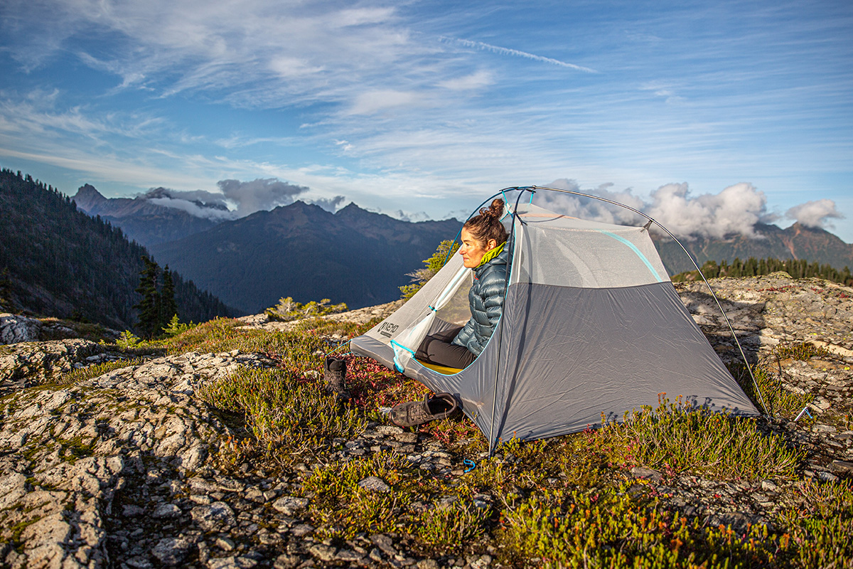 Nemo Hornet Elite Osmo 2P tent (wide shot in mountains)