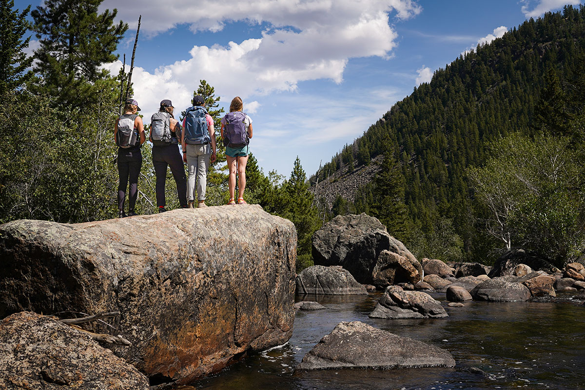 Nemo Persist 30L daypack (group shot on rock)