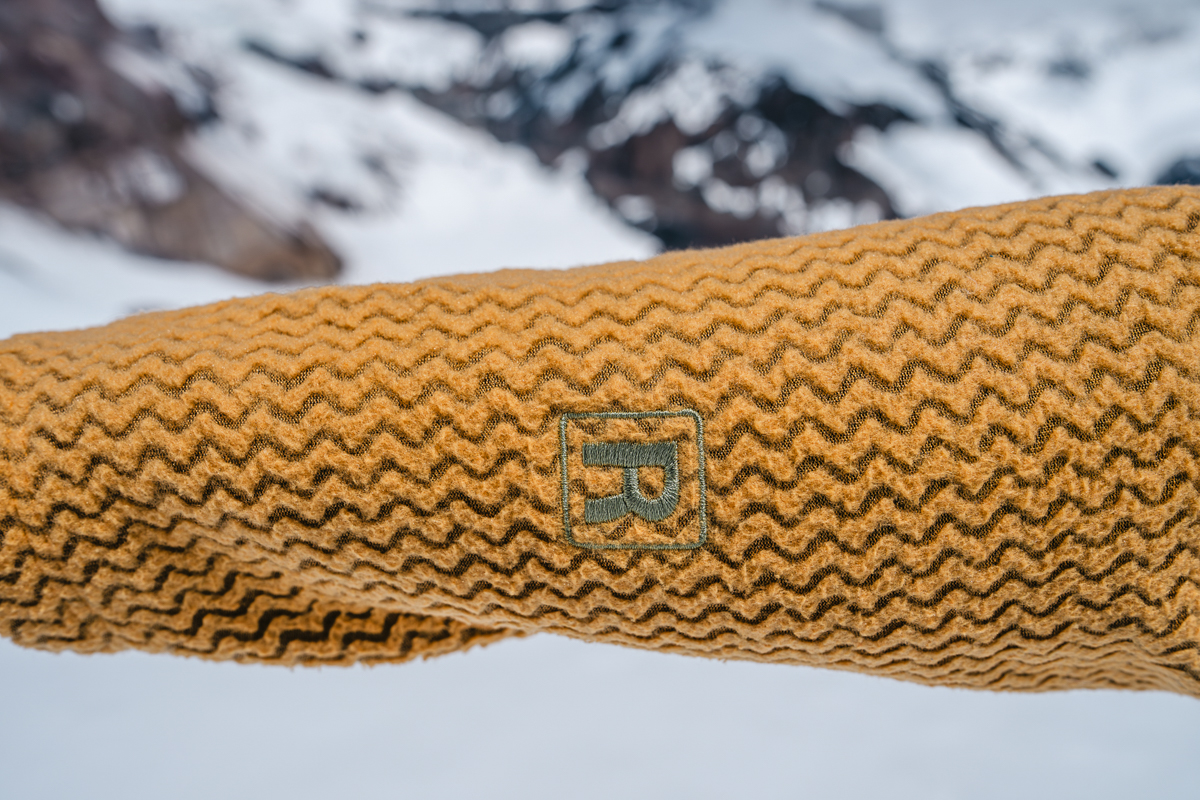 A close up of sleeve on a fleece jacket