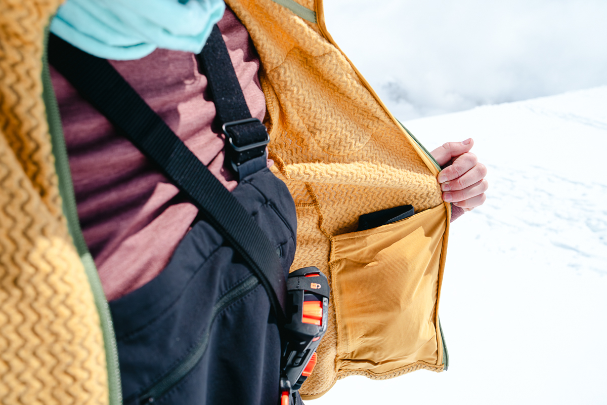 The inside of a fleece jacket