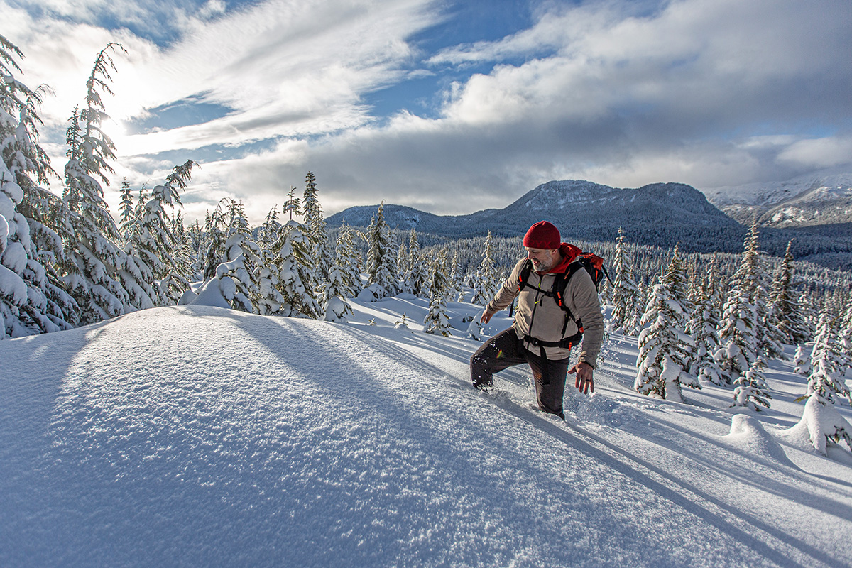 Patagonia R1 TechFace Hoody (trudging through deep snow)