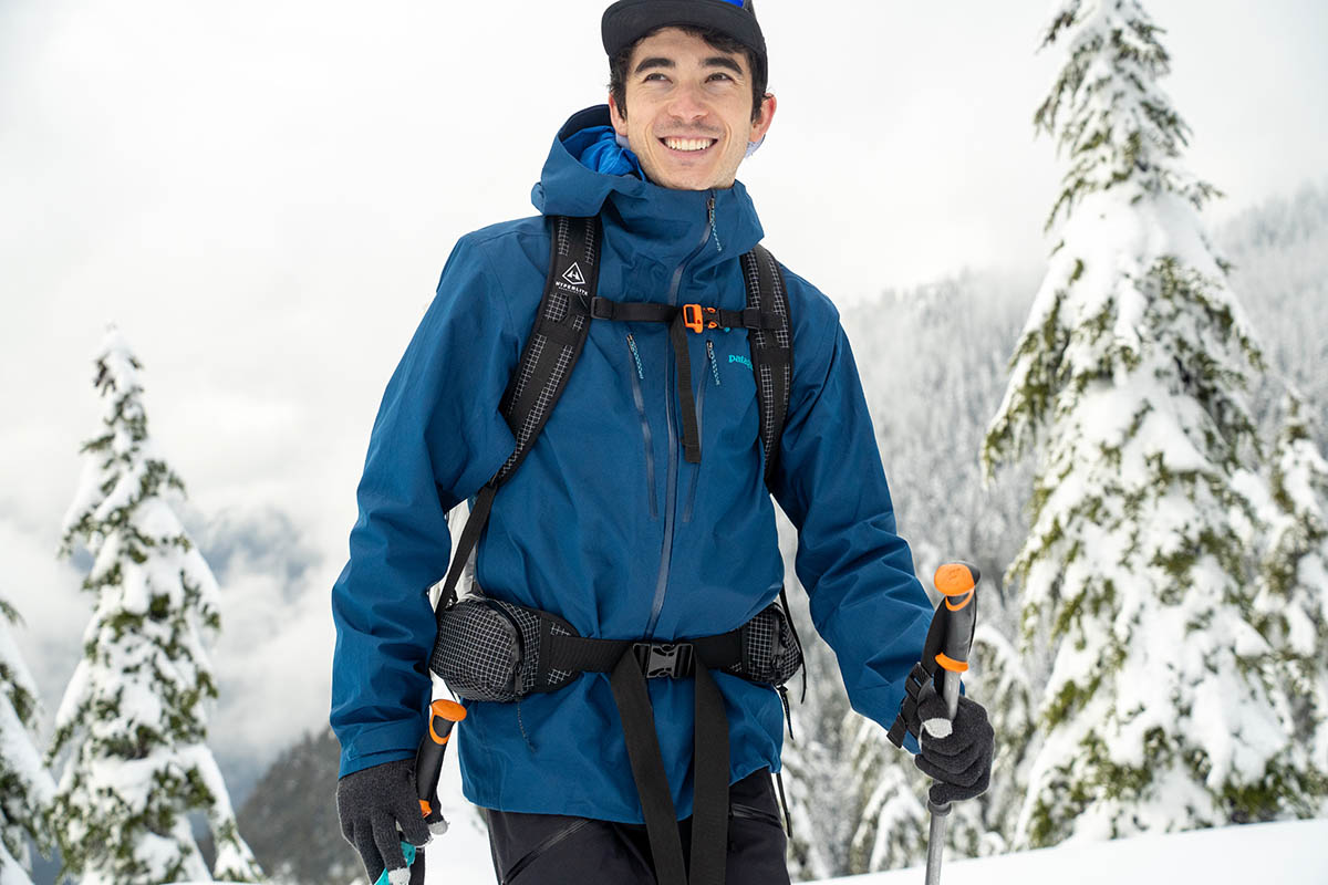 Patagonia Triolet Jacket (closeup with pack on)