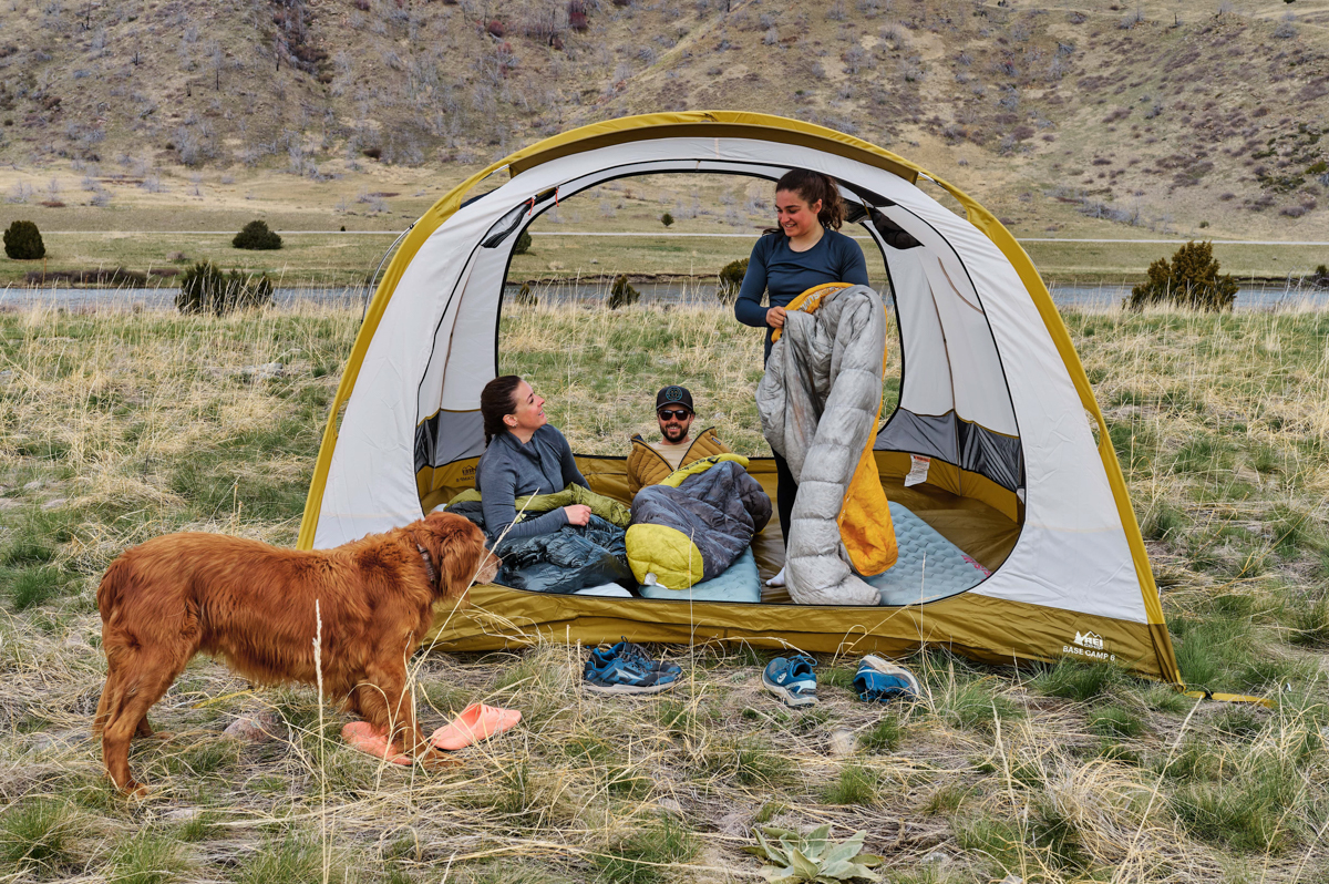 REI Co-op Base Camp 6 (three people in tent)