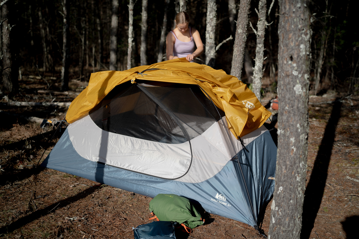 REI Co-op Half Dome 2 Plus (putting on fly)