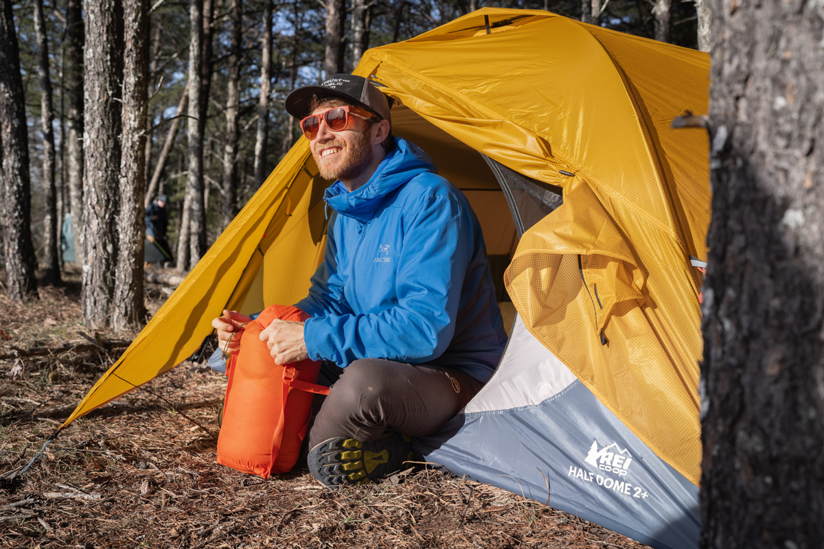 REI Co-op Half Dome 2 Plus (sitting outside of tent)