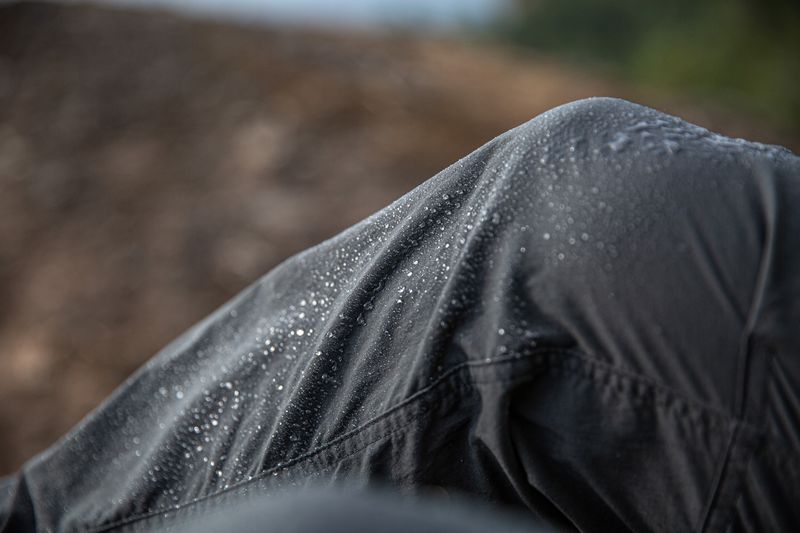 water beading off the surface of pants