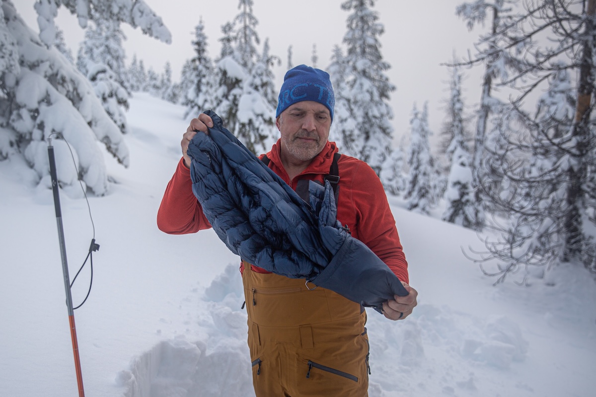 Pulling the Rab Mythic Alpine from the stuff sack