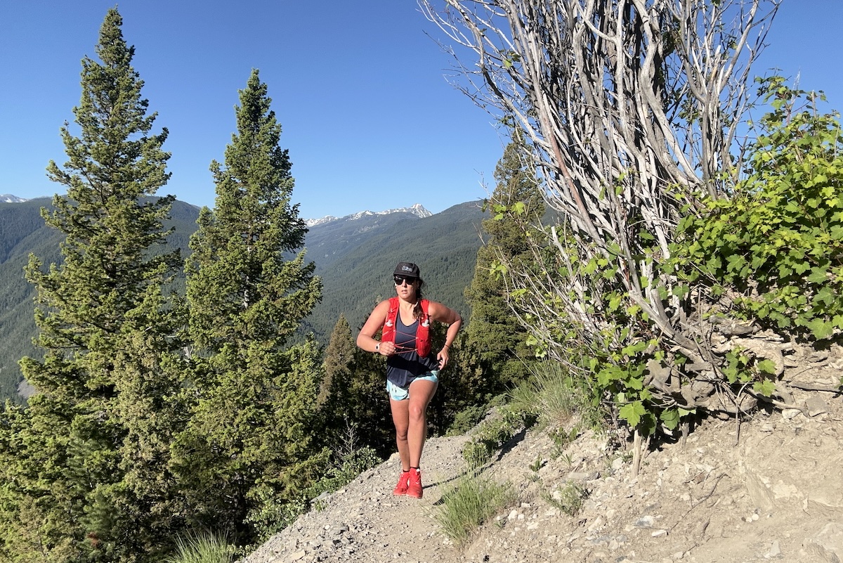 running up a trail in the sun 