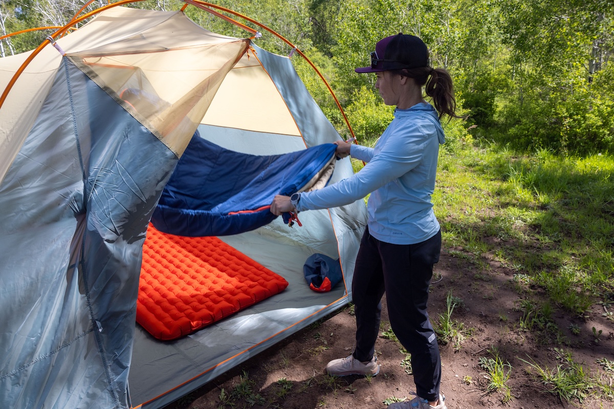 Setting up the Wawona Bed 20 in a tent