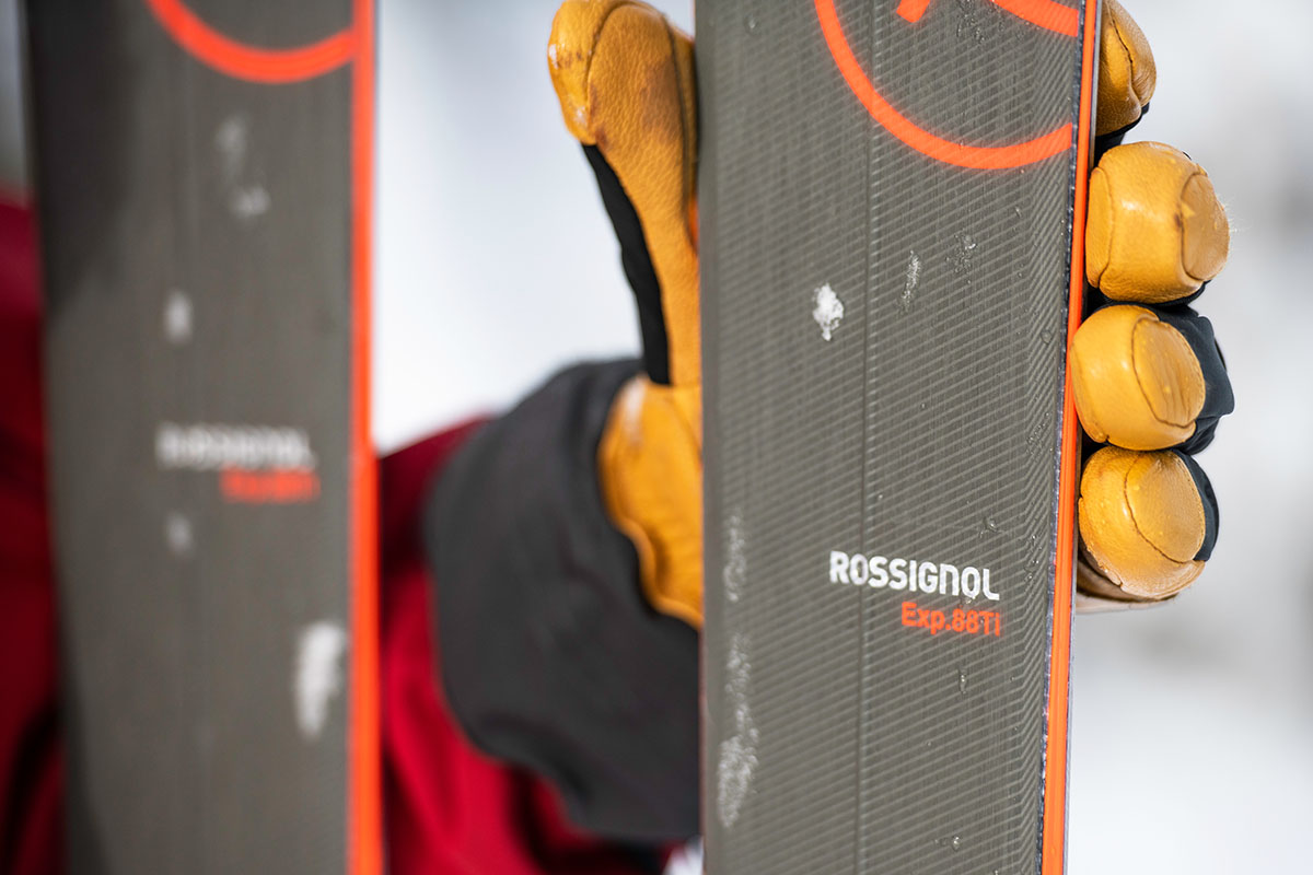 A close up of the Rossignol Experience 88 Ti ski.