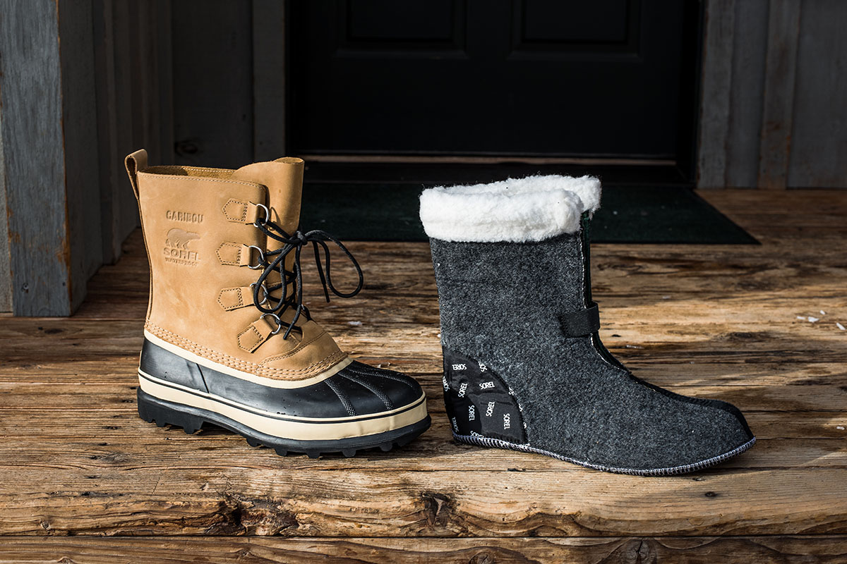 The Sorel Caribou boot shown with the liner taken out